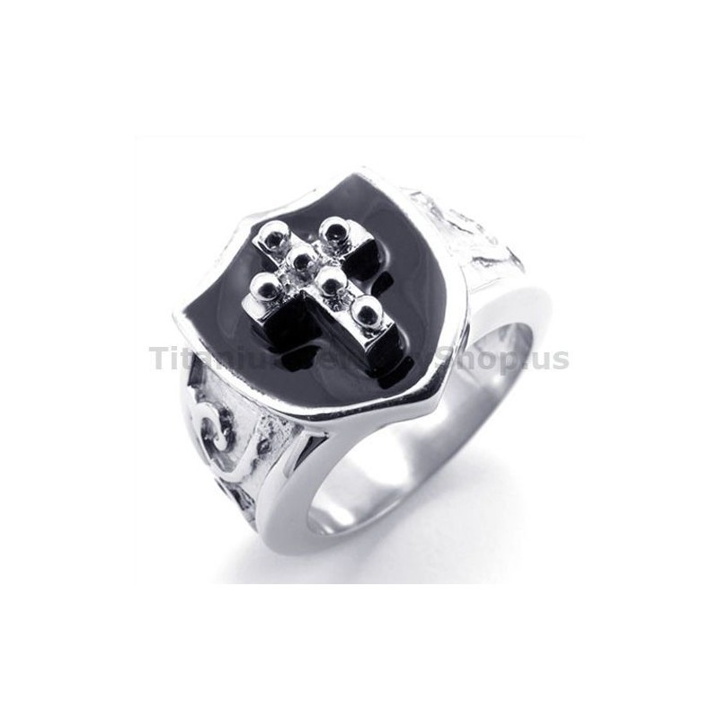 Bague En Titane Avec Croix