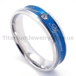Bague En Titane Avec Diamant Et Cœur
