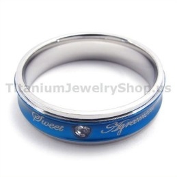 Bague En Titane Avec Diamant Et Cœur
