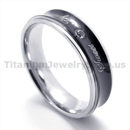 Bague En Titane Noir Avec Diamant Sweetheart