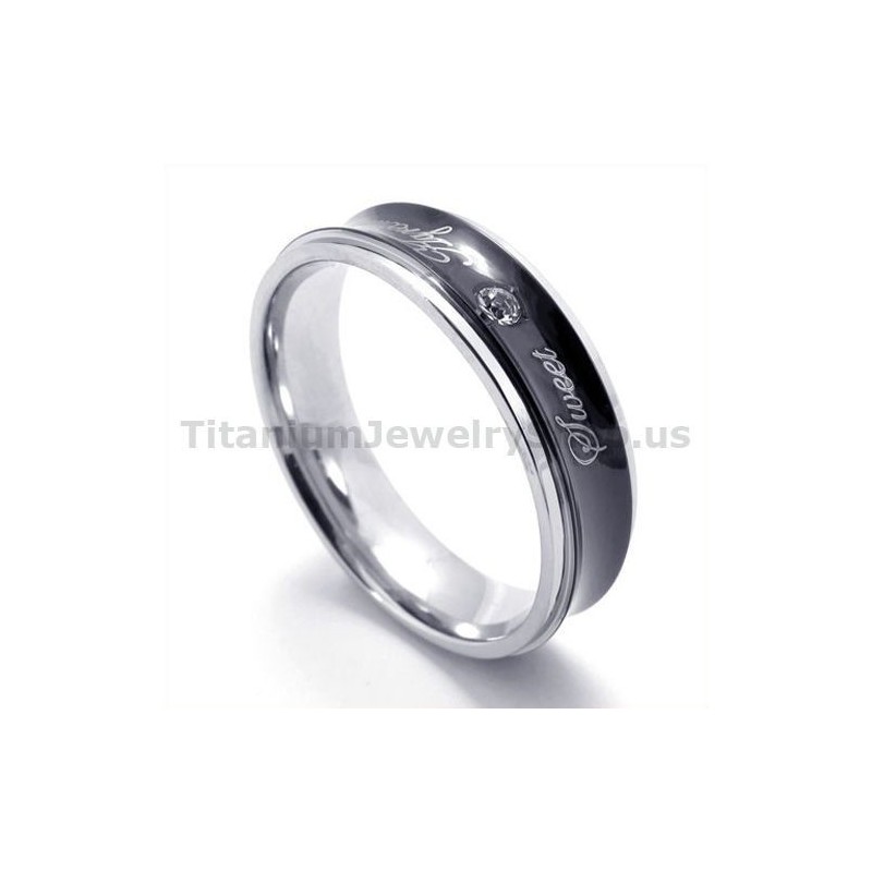 Bague En Titane Noir Avec Diamant Sweetheart Bague En Titane Noir Avec Diamant Sweetheart