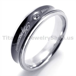Bague En Titane Noir Avec Diamant Sweetheart
