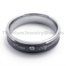 Bague En Titane Noir Avec Diamant Sweetheart