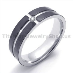Bague En Titane Noir Avec Diamant