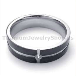 Bague En Titane Noir Avec Diamant