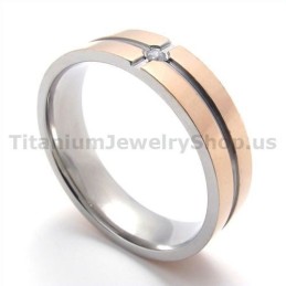 Bague En Titane Doré Avec Diamant