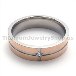 Bague En Titane Doré Avec Diamant