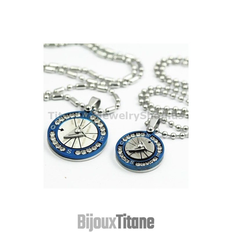 Pendentifs En Titane Et Diamants Pour Amoureux De La Boussole, Cadeaux De Saint-Valentin - Chaînes Gratuites Pendentifs En Titane Et Diamants Pour Amoureux De La Boussole, Cadeaux De Saint-Valentin - Chaînes Gratuites