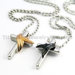 Pendentifs En Titane Avec Croix Et Ailes D'Ange Pour Amoureux, Cadeaux De Saint-Valentin - Chaînes Gratuites