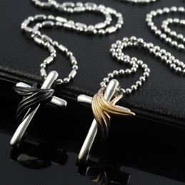 Pendentifs En Titane Avec Croix Et Ailes D'Ange Pour Amoureux, Cadeaux De Saint-Valentin - Chaînes Gratuites