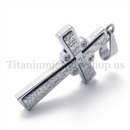 Pendentif Croix En Titane À Deux Couches Avec Diamants