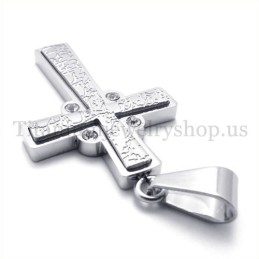 Pendentif Croix En Titane À Deux Couches Avec Diamants