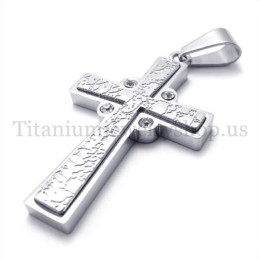 Pendentif Croix En Titane À Deux Couches Avec Diamants
