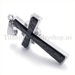 Pendentif Croix En Titane À Deux Couches Avec Diamants