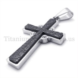 Pendentif Croix En Titane À Deux Couches Avec Diamants