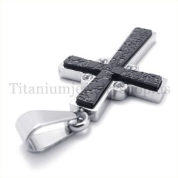 Pendentif Croix En Titane À Deux Couches Avec Diamants