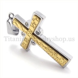 Pendentif Croix En Titane À Deux Couches En Or Avec Diamants