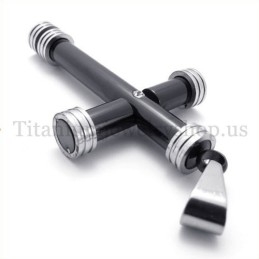 Pendentif Croix Cylindrique En Titane Noir Tendance
