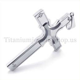 Pendentif Croix En Titane Et Diamants, Petite Croix En Argent Sertie De Diamants