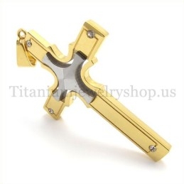 Pendentif Croix En Titane Et Argent Avec Petite Croix Intégrée