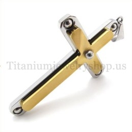 Pendentif Croix En Titane À Deux Couches Avec Diamants