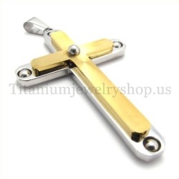 Pendentif Croix En Titane À Deux Couches Avec Diamants