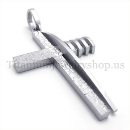 Pendentif Croix Asymétrique En Titane Et Argent Pur Pour Homme
