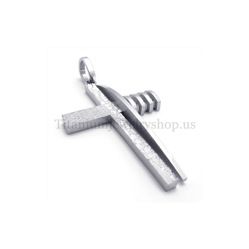 Pendentif Croix Asymétrique En Titane Et Argent Pur Pour Homme Pendentif Croix Asymétrique En Titane Et Argent Pur Pour Homme