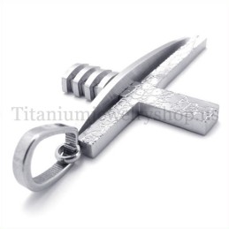 Pendentif Croix Asymétrique En Titane Et Argent Pur Pour Homme