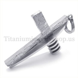 Pendentif Croix Asymétrique En Titane Et Argent Pur Pour Homme