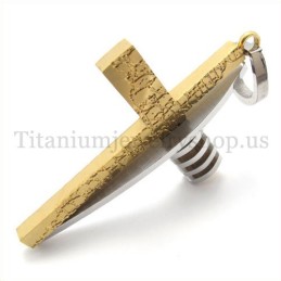 Pendentif Croix Asymétrique En Titane Pour Homme, En Or Et En Argent