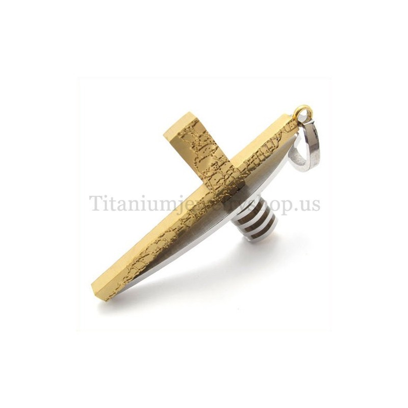 Pendentif Croix Asymétrique En Titane Pour Homme, En Or Et En Argent Pendentif Croix Asymétrique En Titane Pour Homme, En Or Et En Argent