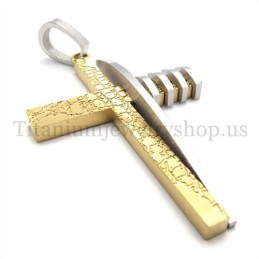 Pendentif Croix Asymétrique En Titane Pour Homme, En Or Et En Argent
