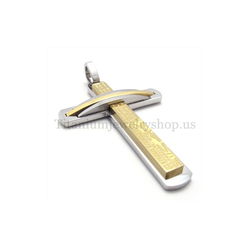 Pendentif Croix En Titane Doré À Deux Couches Pendentif Croix En Titane Doré À Deux Couches