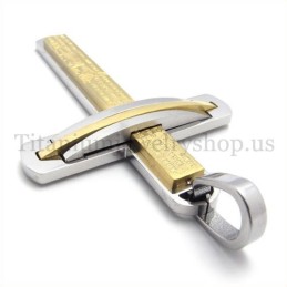 Pendentif Croix En Titane Doré À Deux Couches