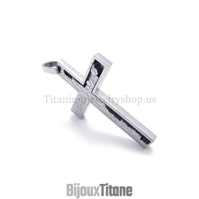 Pendentif Croix Quadrangulaire En Titane Et Argent À Remplissage Incomplet Pendentif Croix Quadrangulaire En Titane Et Argent À Remplissage Incomplet