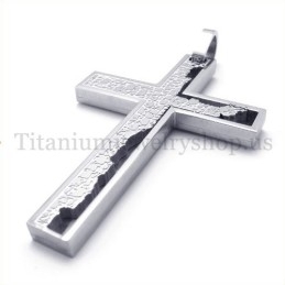 Pendentif Croix Quadrangulaire En Titane Et Argent À Remplissage Incomplet