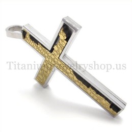 Pendentif Croix En Titane À Remplissage Incomplet En Or