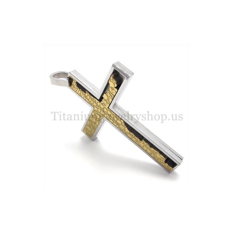 Pendentif Croix En Titane À Remplissage Incomplet En Or