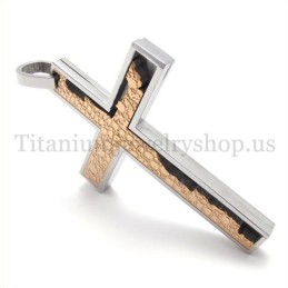 Pendentif Croix En Titane À Remplissage Incomplet Et Doré Café