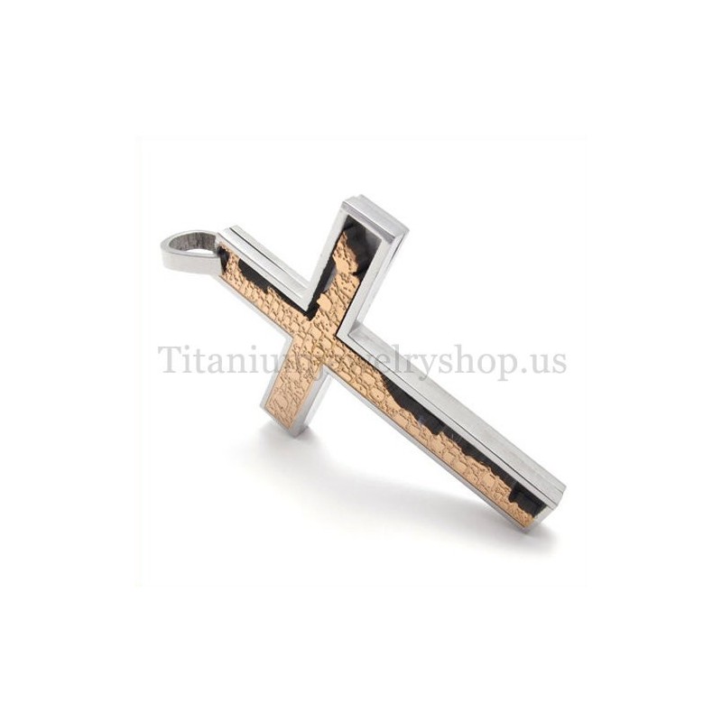 Pendentif Croix En Titane À Remplissage Incomplet Et Doré Café Pendentif Croix En Titane À Remplissage Incomplet Et Doré Café