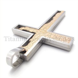 Pendentif Croix En Titane À Remplissage Incomplet Et Doré Café