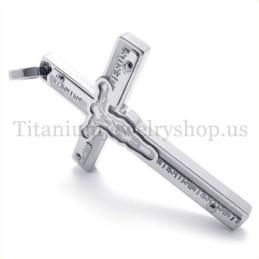 Pendentif Croix En Titane Sculpté De Jésus