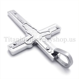 Pendentif Croix En Titane Sculpté De Jésus