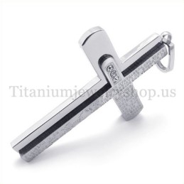 Pendentif Croix En Titane À Deux Couches Avec Diamants