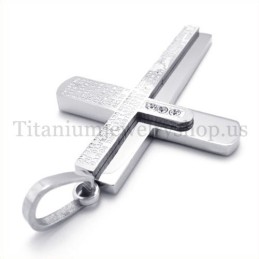 Pendentif Croix En Titane À Deux Couches Avec Diamants