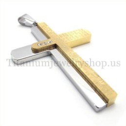 Pendentif Croix En Titane Et Or Sculpté À Deux Couches Avec Bible