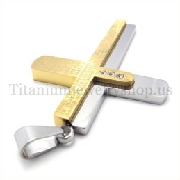 Pendentif Croix En Titane Et Or Sculpté À Deux Couches Avec Bible