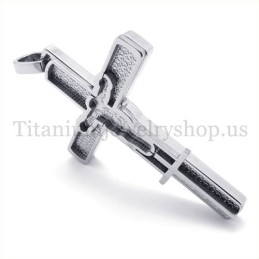 Pendentif Croix En Titane Sculpté Avec Motif Jésus