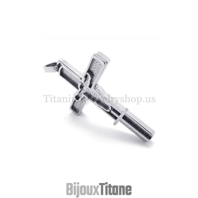 Pendentif Croix En Titane Sculpté Avec Motif Jésus Pendentif Croix En Titane Sculpté Avec Motif Jésus